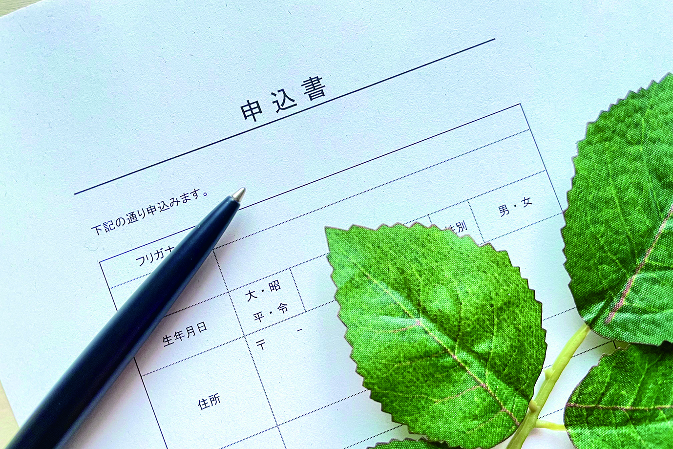 申込書のサンプル